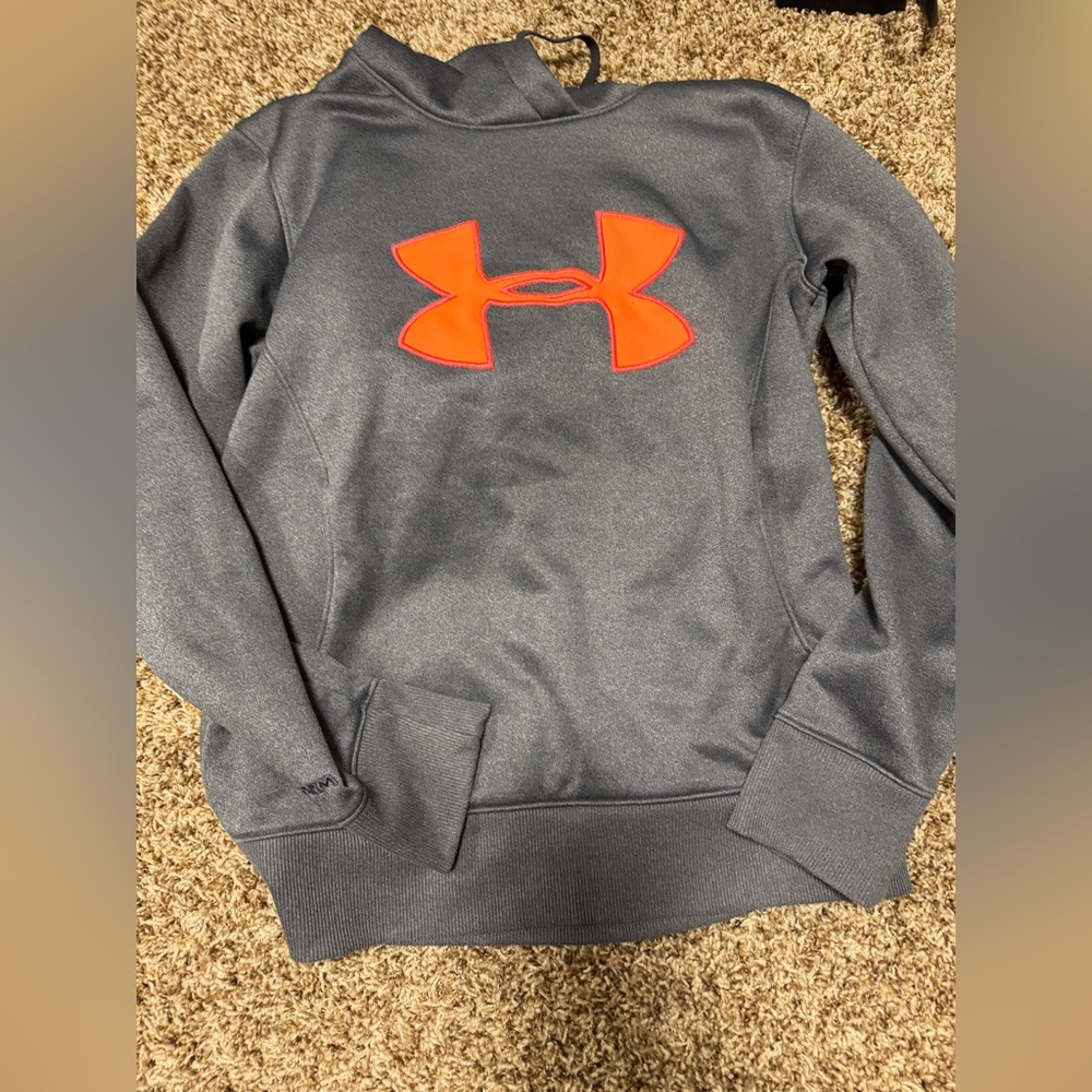Under Armour Charcoal and Neon Orange Hoodie